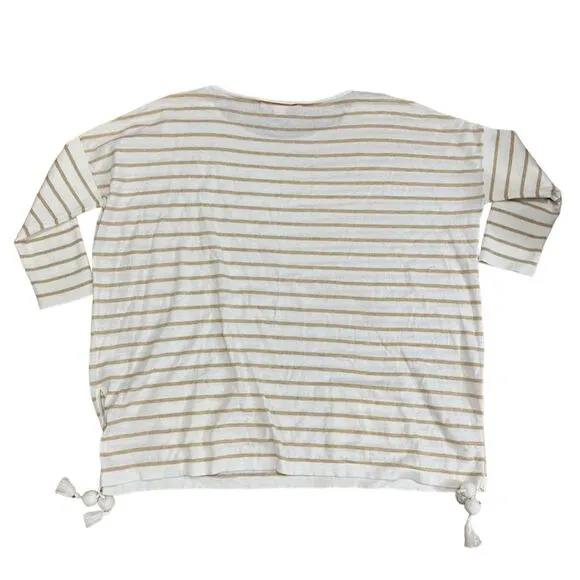 Lilly Pulitzer Elba Pullover Sweater Gold Striped 3/4 Sleeve Size M NWOT
