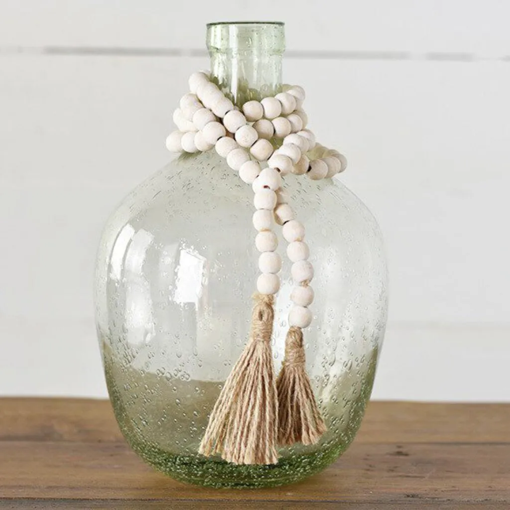 Long White Wooden Bead Strand