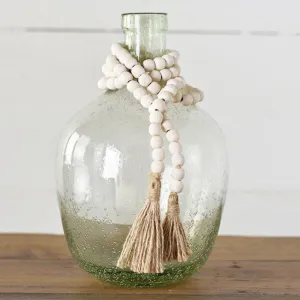 Long White Wooden Bead Strand