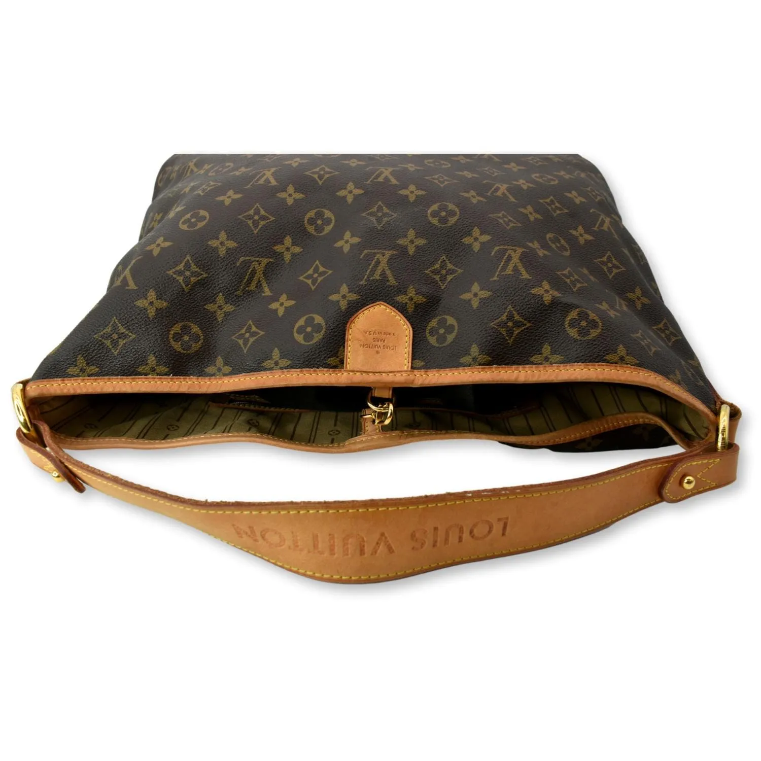 LOUIS VUITTON Delightful MM Monogram Canvas Hobo Bag Brown