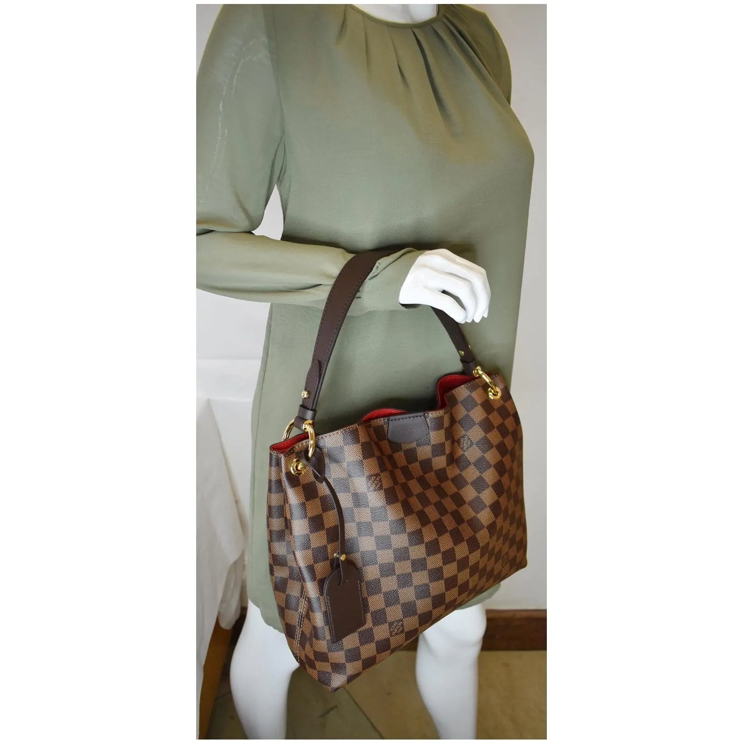 LOUIS VUITTON Graceful PM Damier Ebene Shoulder Bag Brown
