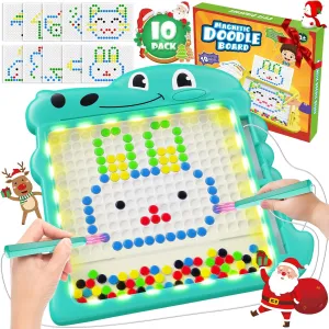 Magnetic Drawing Board, Dinosaurs Magnetic Dot Board with LED Light Educational