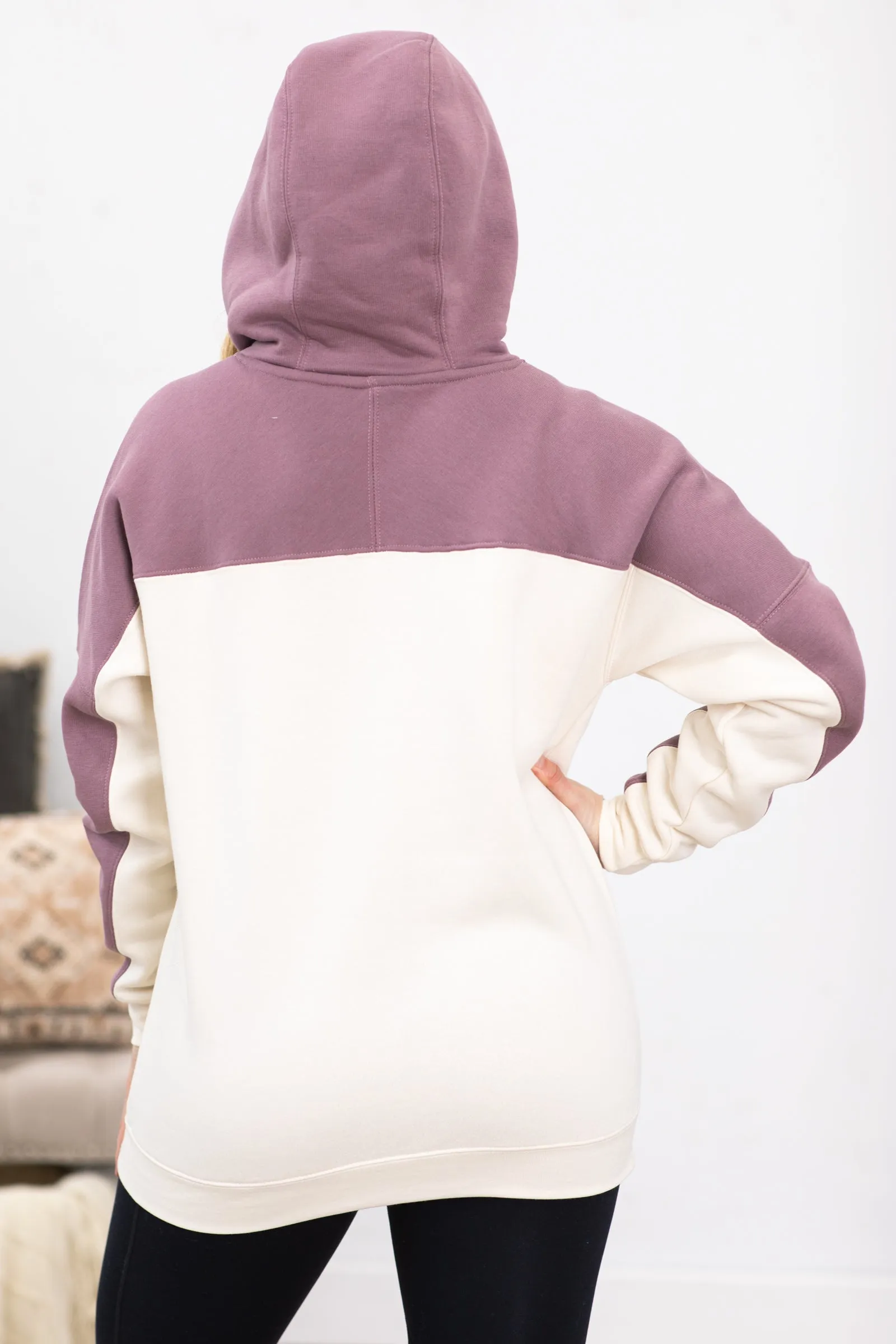 Mauve and Cream Colorblock Pullover