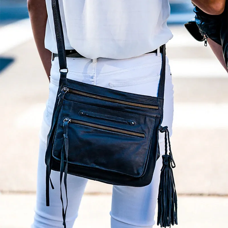 Media Leather Crossbody Bag