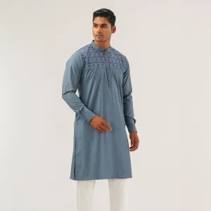 Mens Blue Embroidered Panjabi
