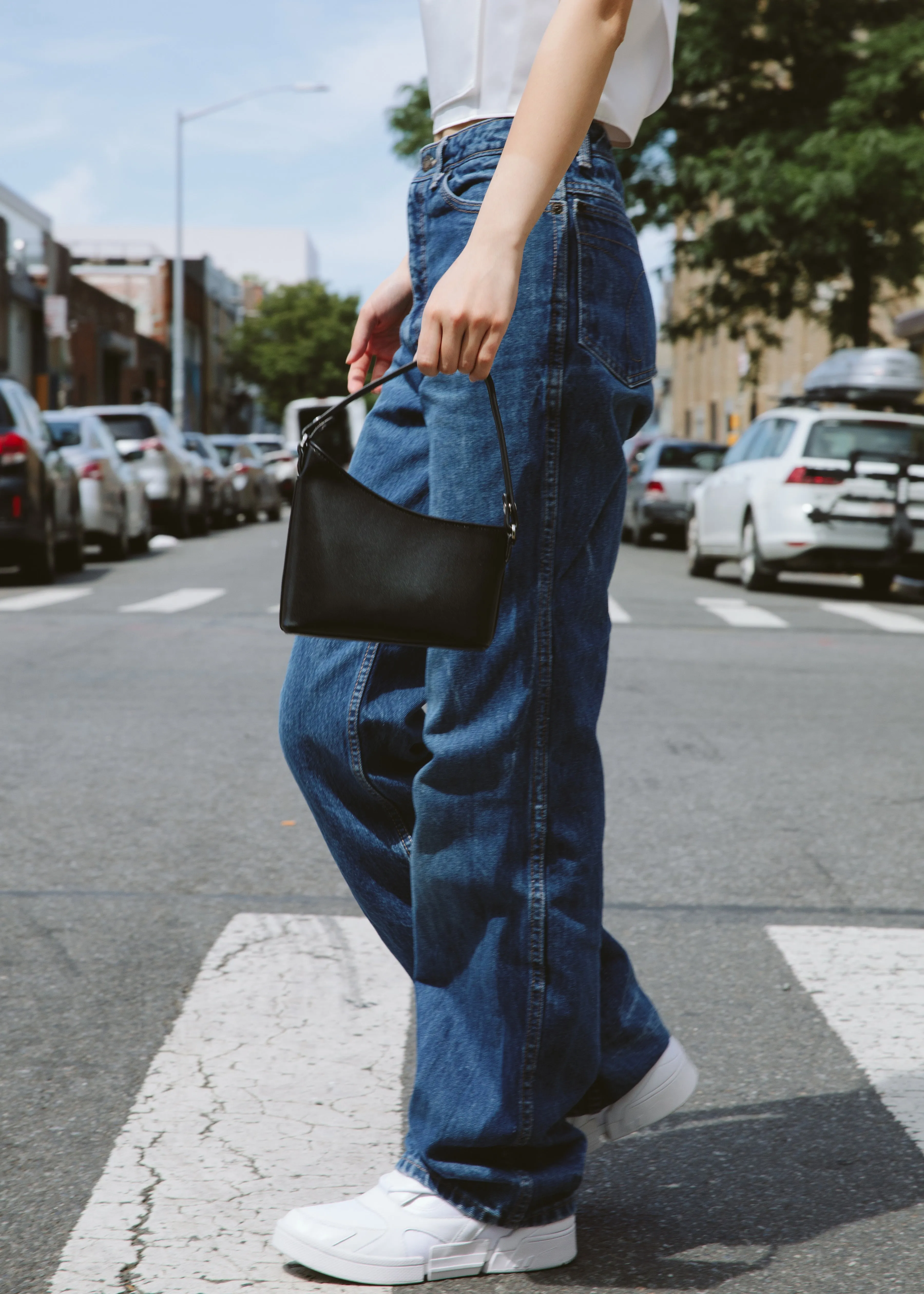 Mini crescent crossbody bag - Black