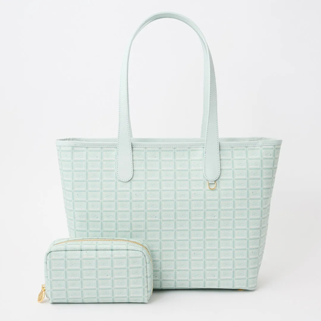 Mint Chocolate Zip Leather Tote Bag【Japan Jewelry】