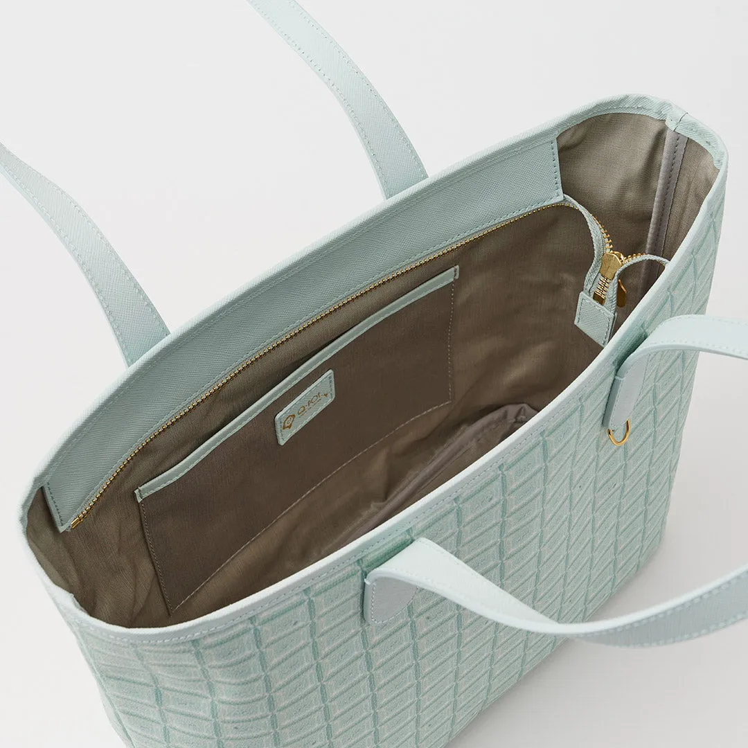 Mint Chocolate Zip Leather Tote Bag【Japan Jewelry】