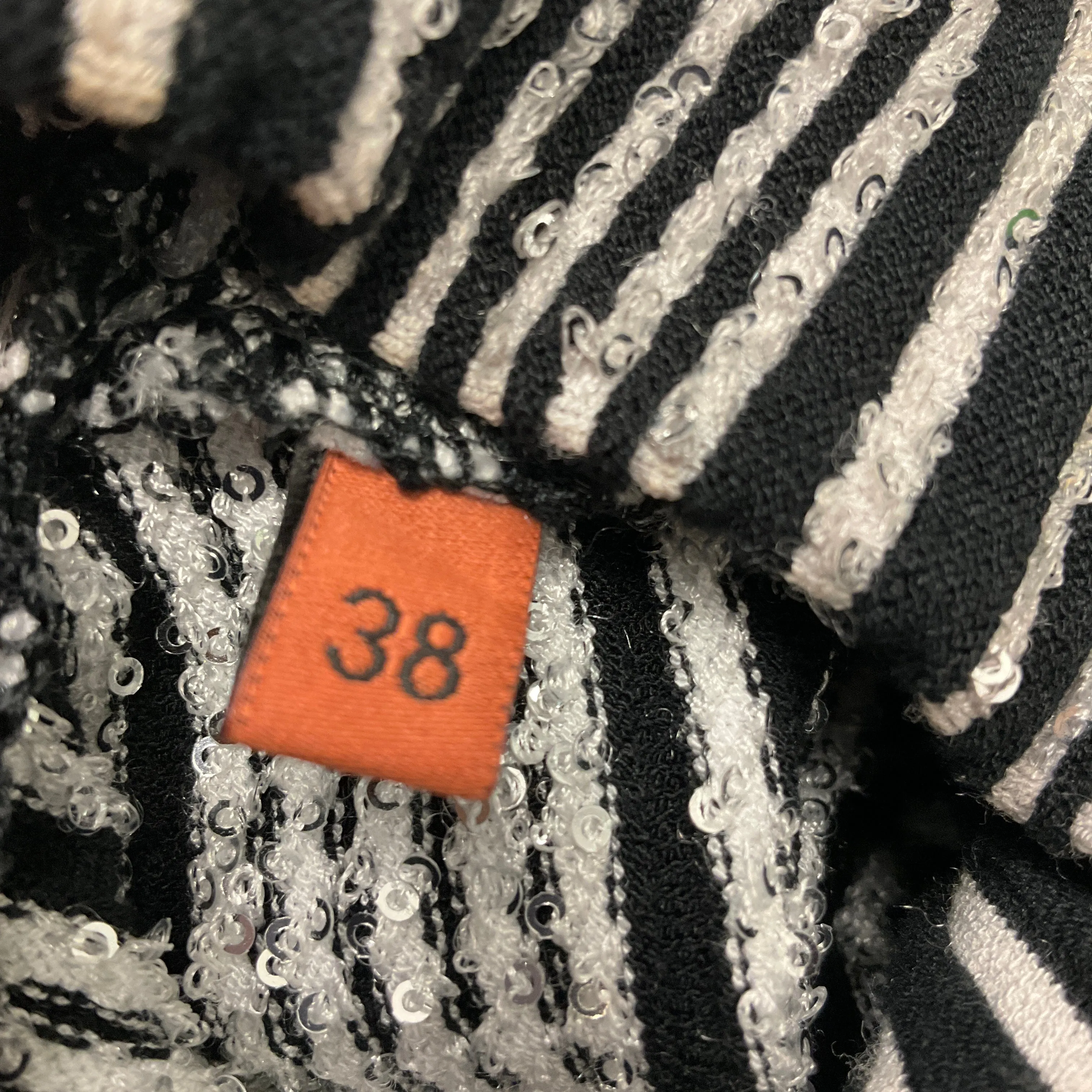 Missoni Black / White 2024 Sequined Striped Short Sleeved Knit Sweater