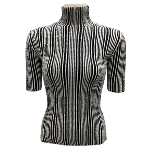 Missoni Black / White 2024 Sequined Striped Short Sleeved Knit Sweater