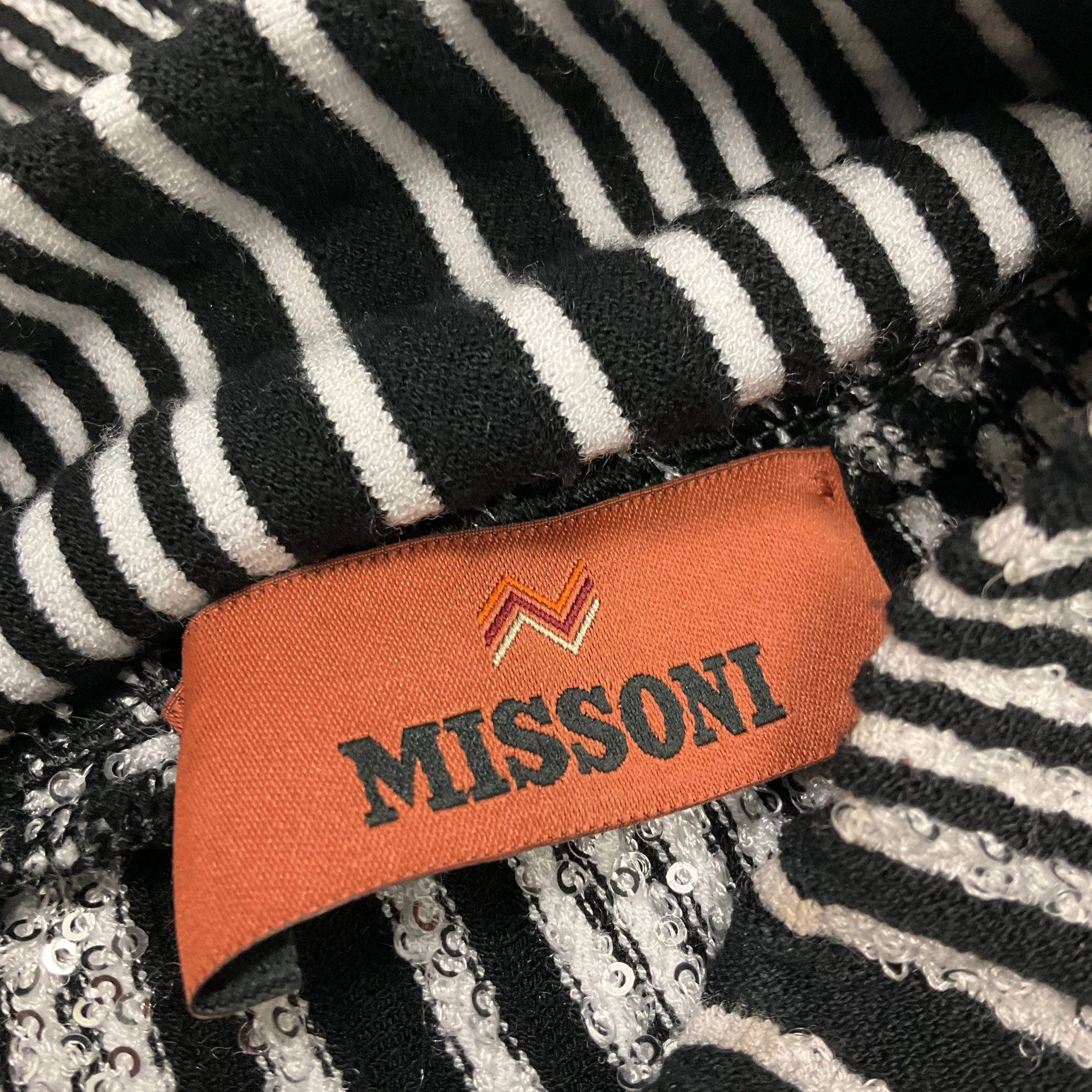 Missoni Black / White 2024 Sequined Striped Short Sleeved Knit Sweater