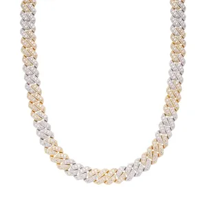 MOISSANITE Cuban Link Necklace 12mm 2 Tone Gold 925 Sterling Silver Chain 22"