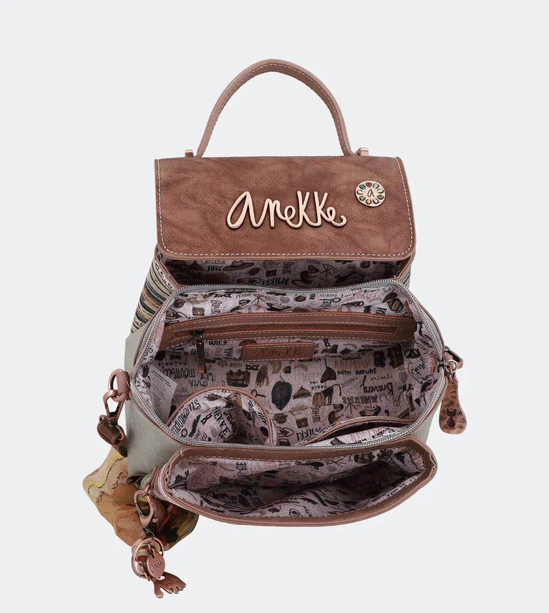 Nature handbag with a front flap