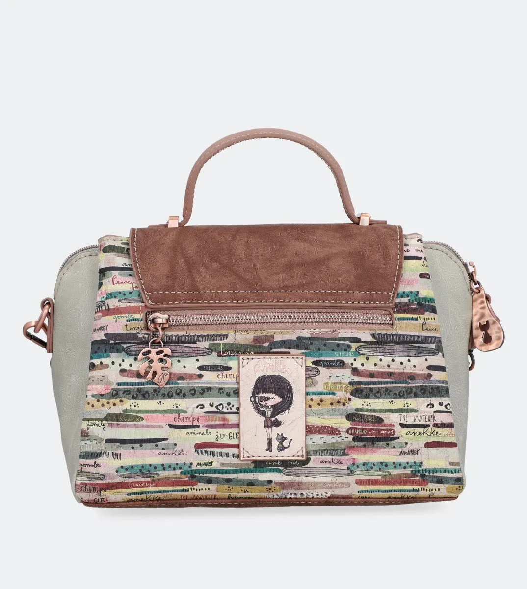 Nature handbag with a front flap