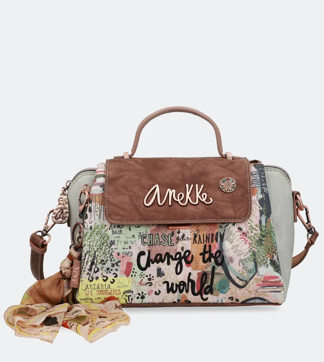 Nature handbag with a front flap