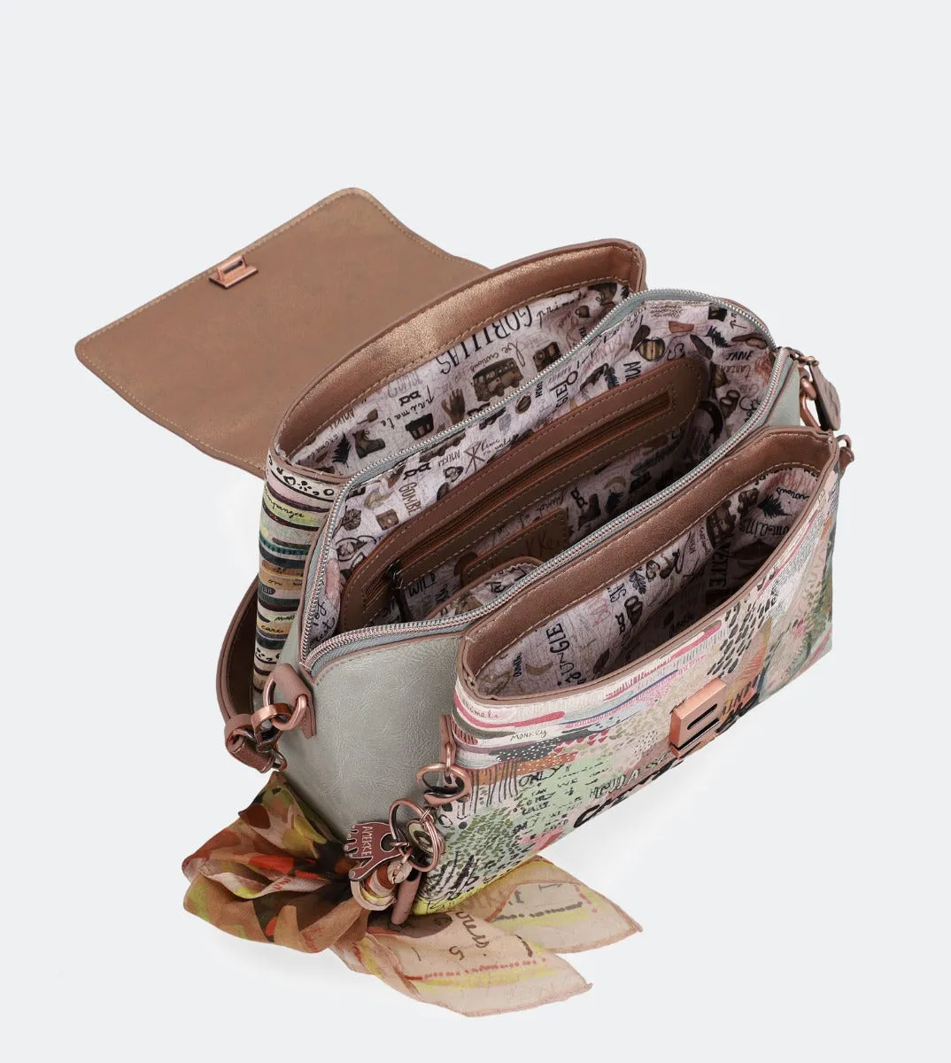 Nature handbag with a front flap
