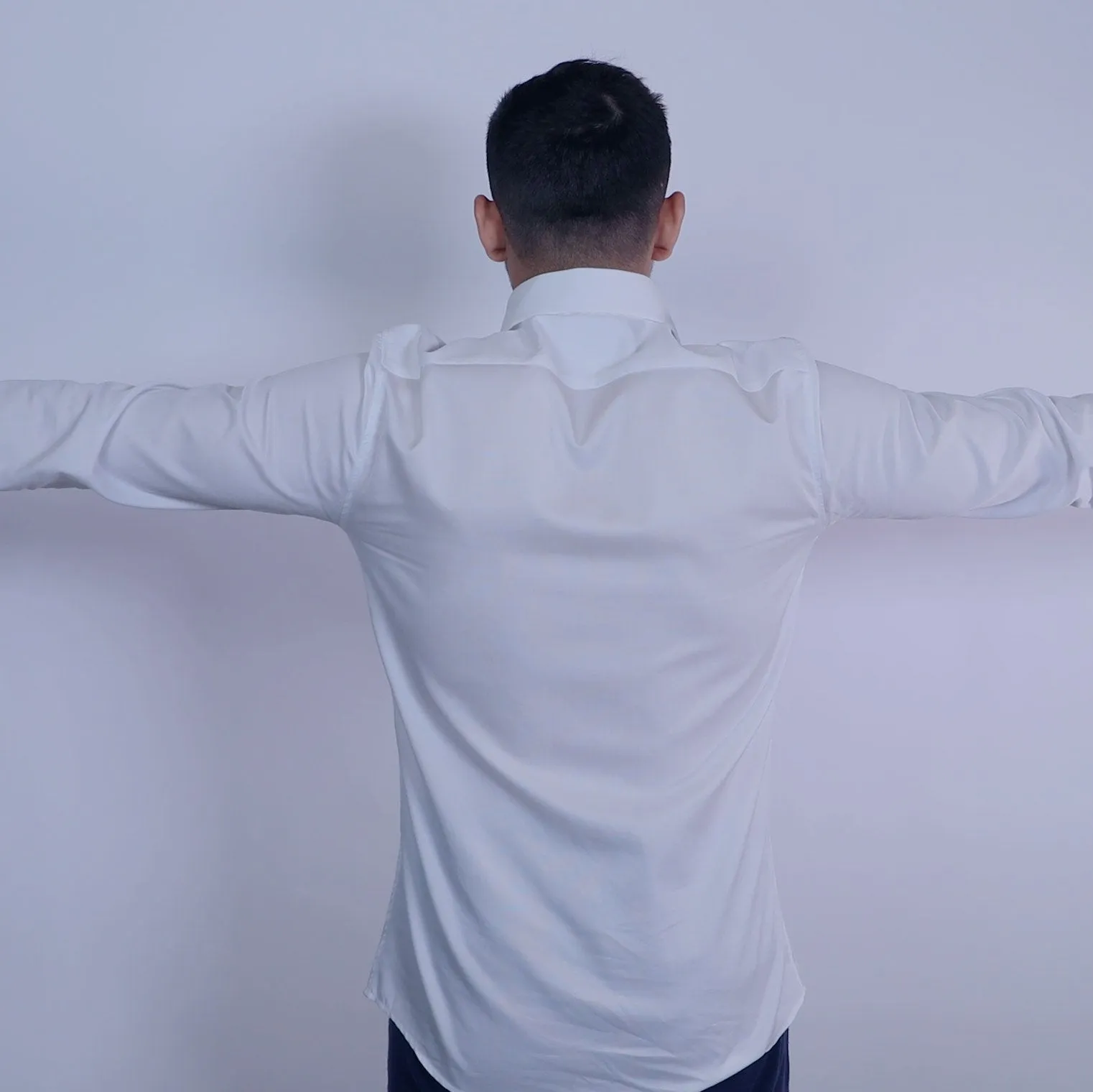 Navy Blue Textured Dress Shirt | The Goban