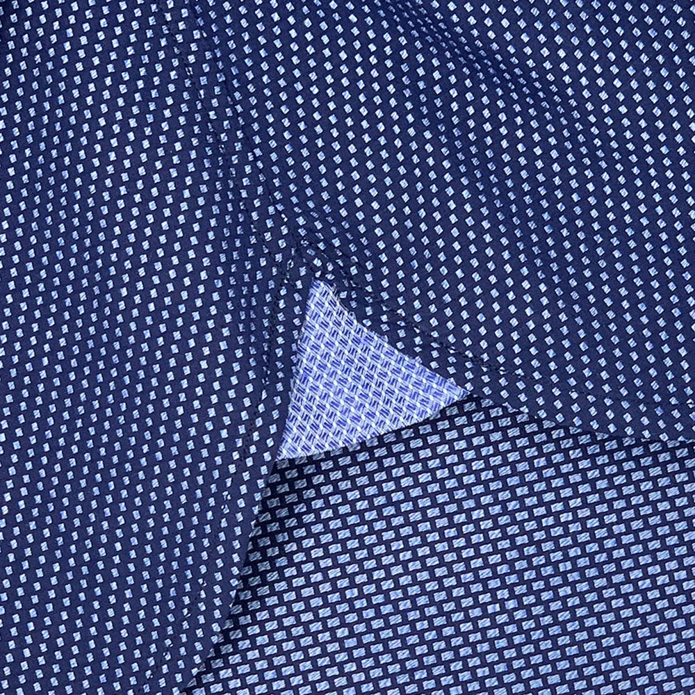 Navy Blue Textured Dress Shirt | The Goban