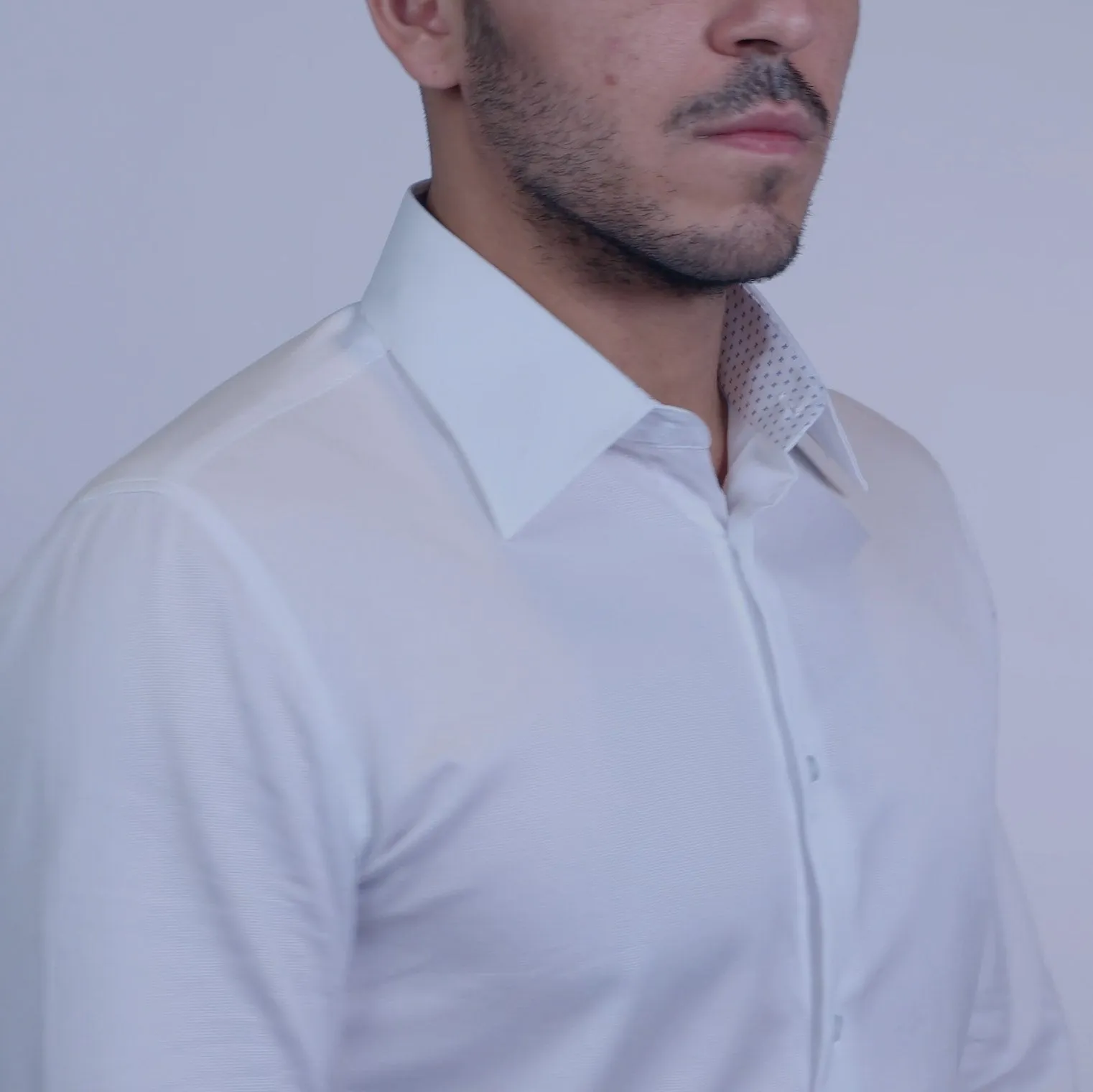 Navy Blue Textured Dress Shirt | The Goban