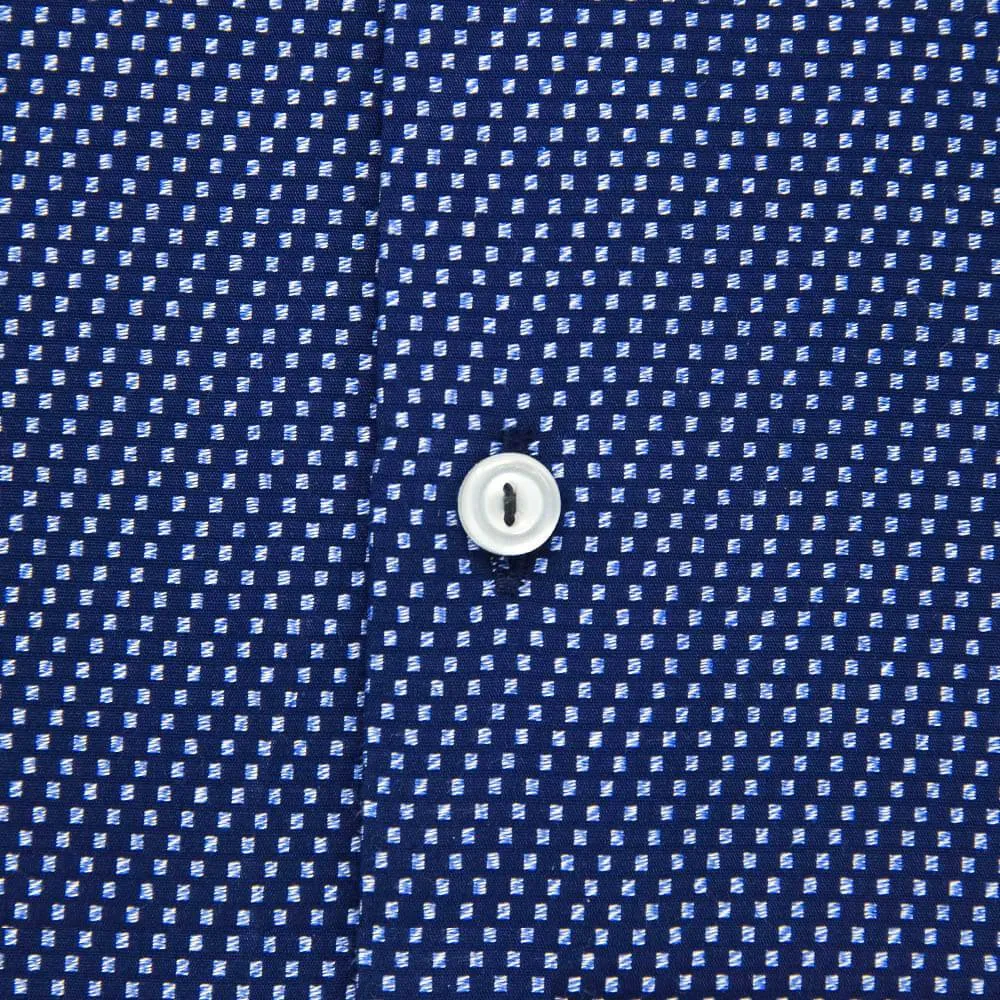 Navy Blue Textured Dress Shirt | The Goban