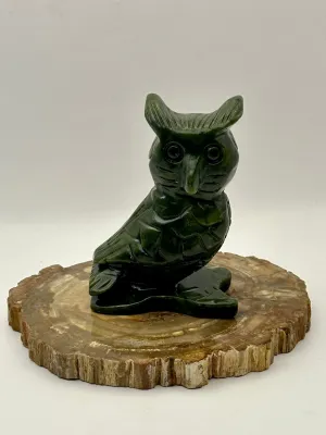 Nephrite Jade Owl Carving
