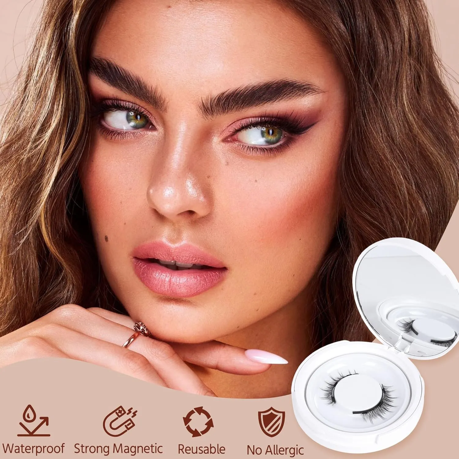 NEW Magna Magnetic Eyelashes without Eyeliner Magnetic Lashes Natural Look Reusable Magnetic Eyelashes Kit with Applicator, Wispy False Eyelashes No Glue or Liner Needed