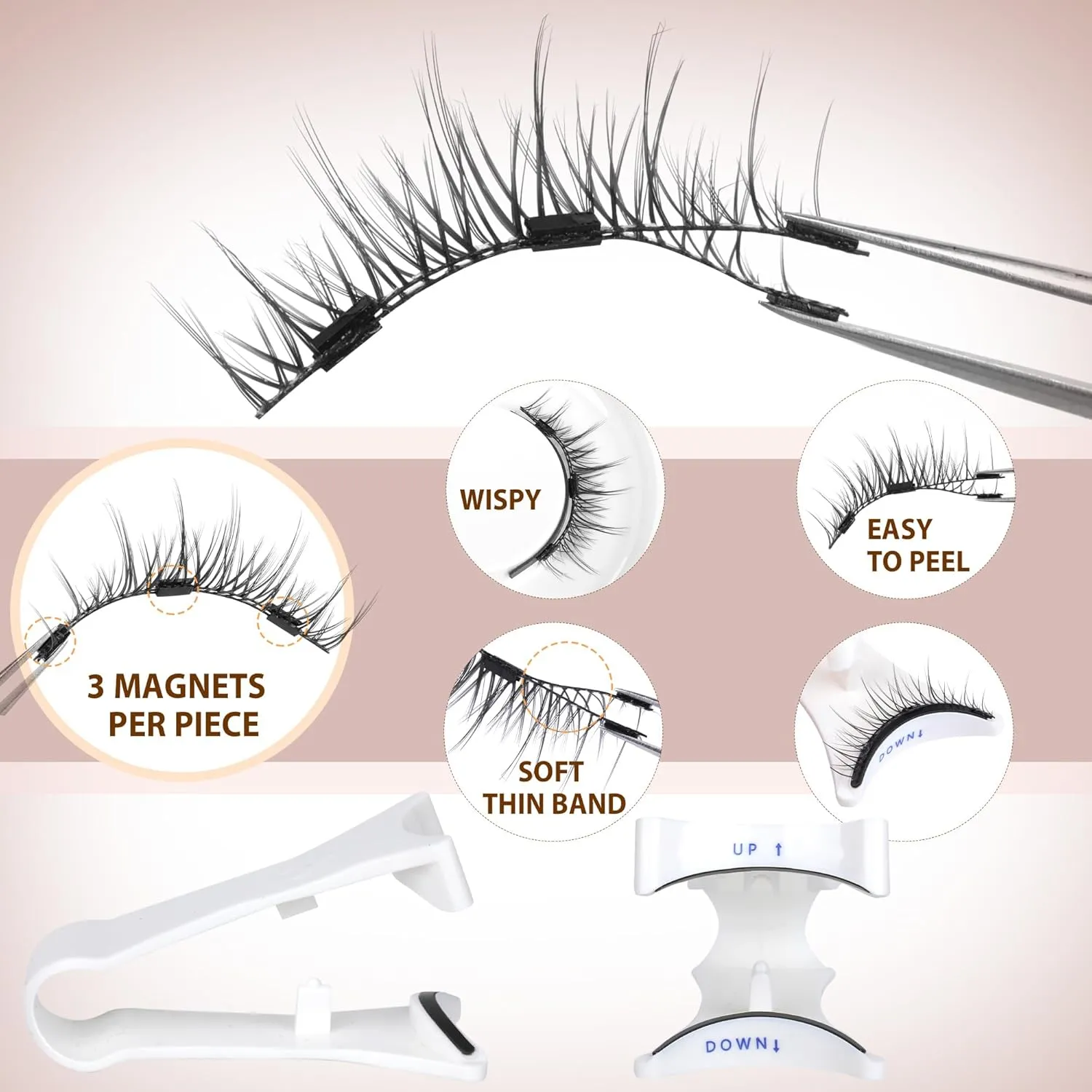 NEW Magna Magnetic Eyelashes without Eyeliner Magnetic Lashes Natural Look Reusable Magnetic Eyelashes Kit with Applicator, Wispy False Eyelashes No Glue or Liner Needed