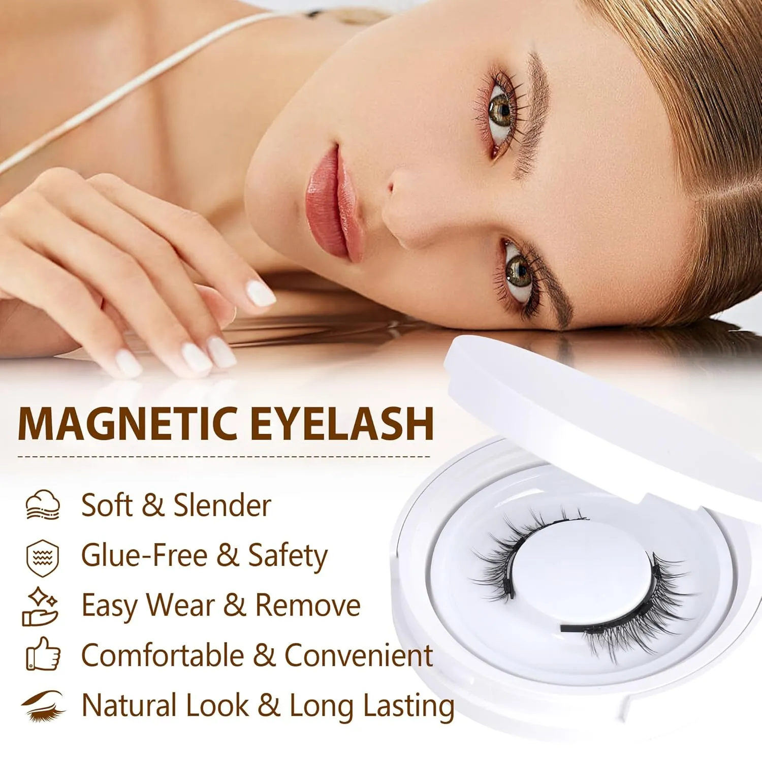 NEW Magna Magnetic Eyelashes without Eyeliner Magnetic Lashes Natural Look Reusable Magnetic Eyelashes Kit with Applicator, Wispy False Eyelashes No Glue or Liner Needed