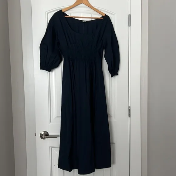 NWOT Puff Sleeve Elastic Waist Cotton Poplin Dress