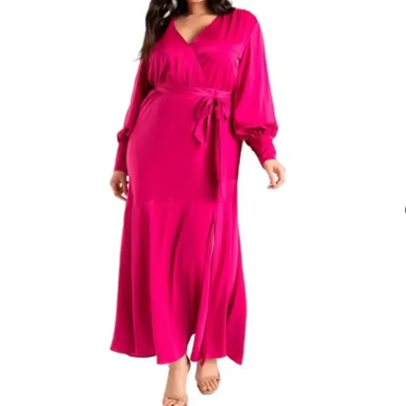 NWT ELOQUII Women's Plus Size Satin Maxi Dress SIZE 14