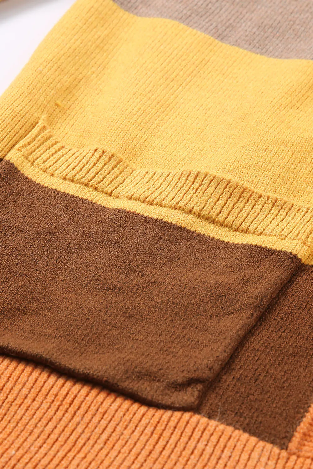 Open Front Pocketed Colorblock Cardigan