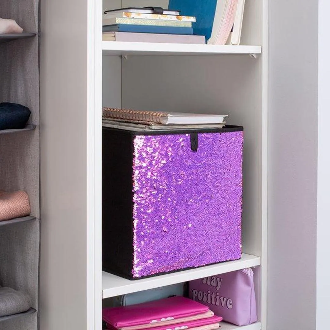 Organize It All Reversible Sequin Storage Cube in Pink/Black
