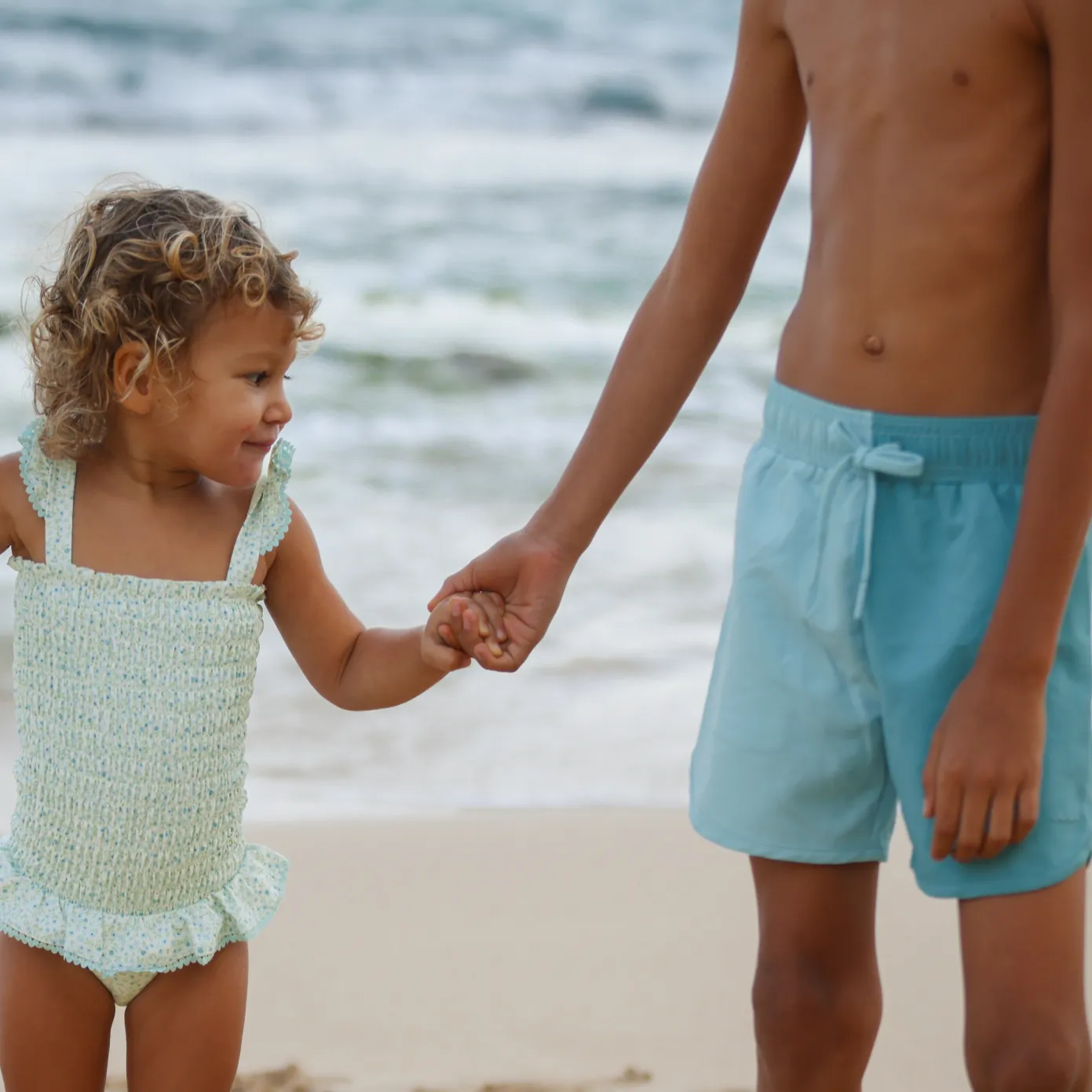 Pacific Blue Colorblock Boardie Swim Trunks