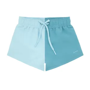 Pacific Blue Colorblock Boardie Swim Trunks