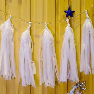 Paper Tassel Assembled or DIY Tassel Garland Wedding Photo Backdrop Birthday Party Decorations 12" white 1bag