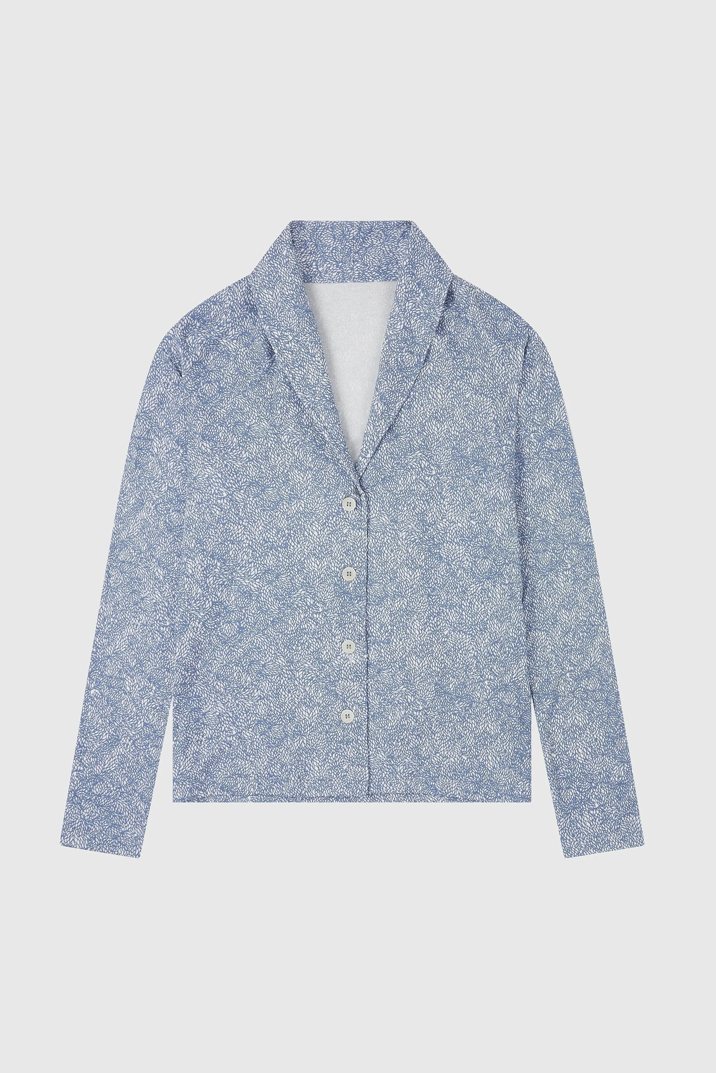 Patterned TENCEL™ Lyocell Shawl Collared Top | Light Blue