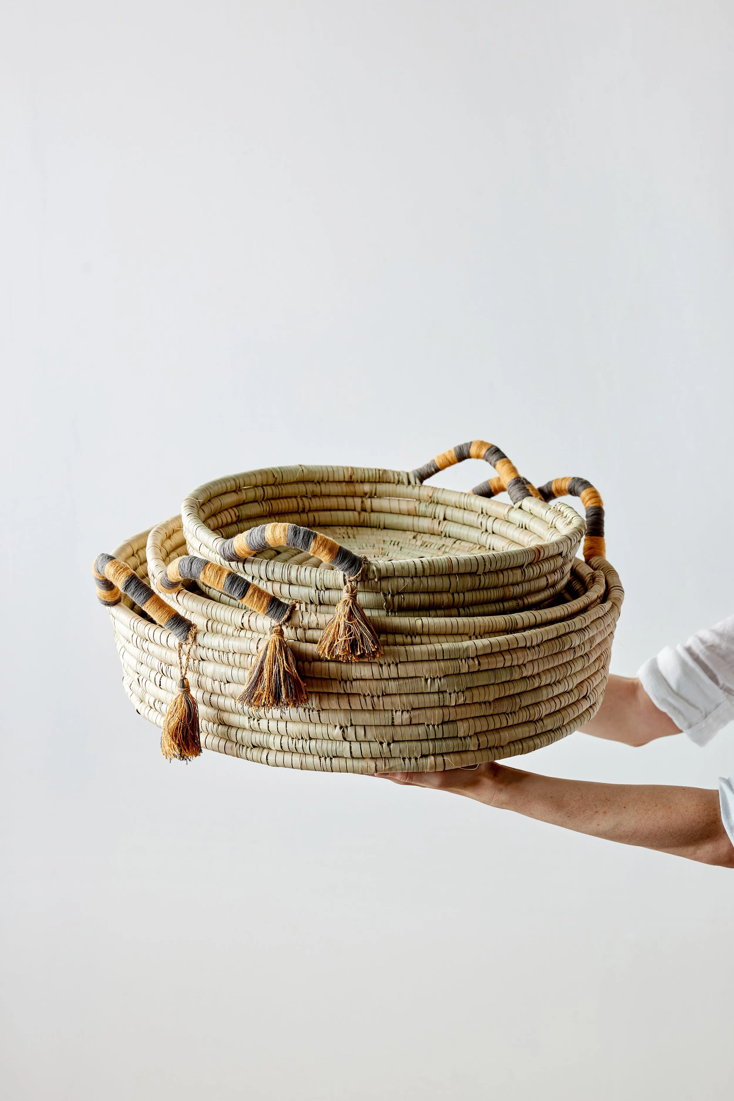 Peach Banded Betty Tray with Tassel