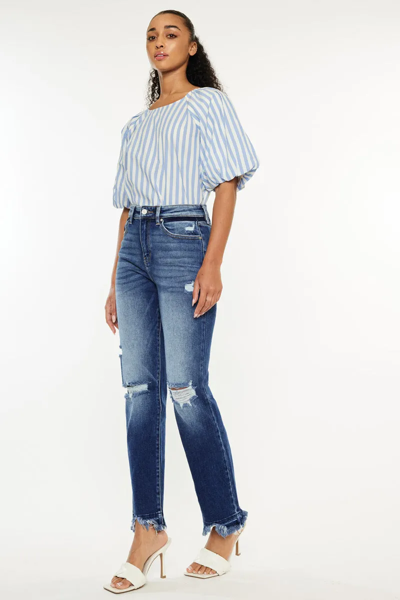 Peach High Rise Slim Straight