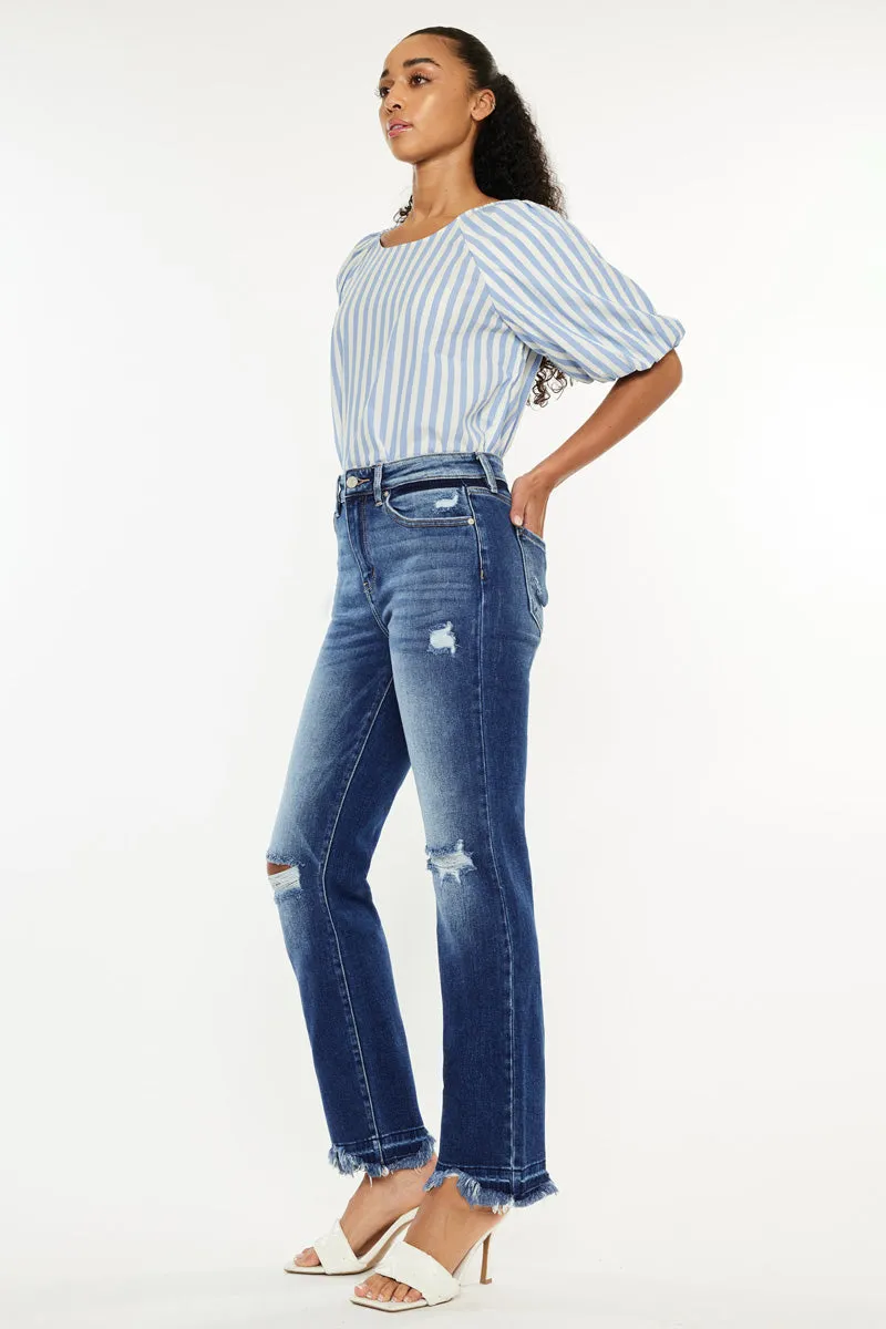 Peach High Rise Slim Straight