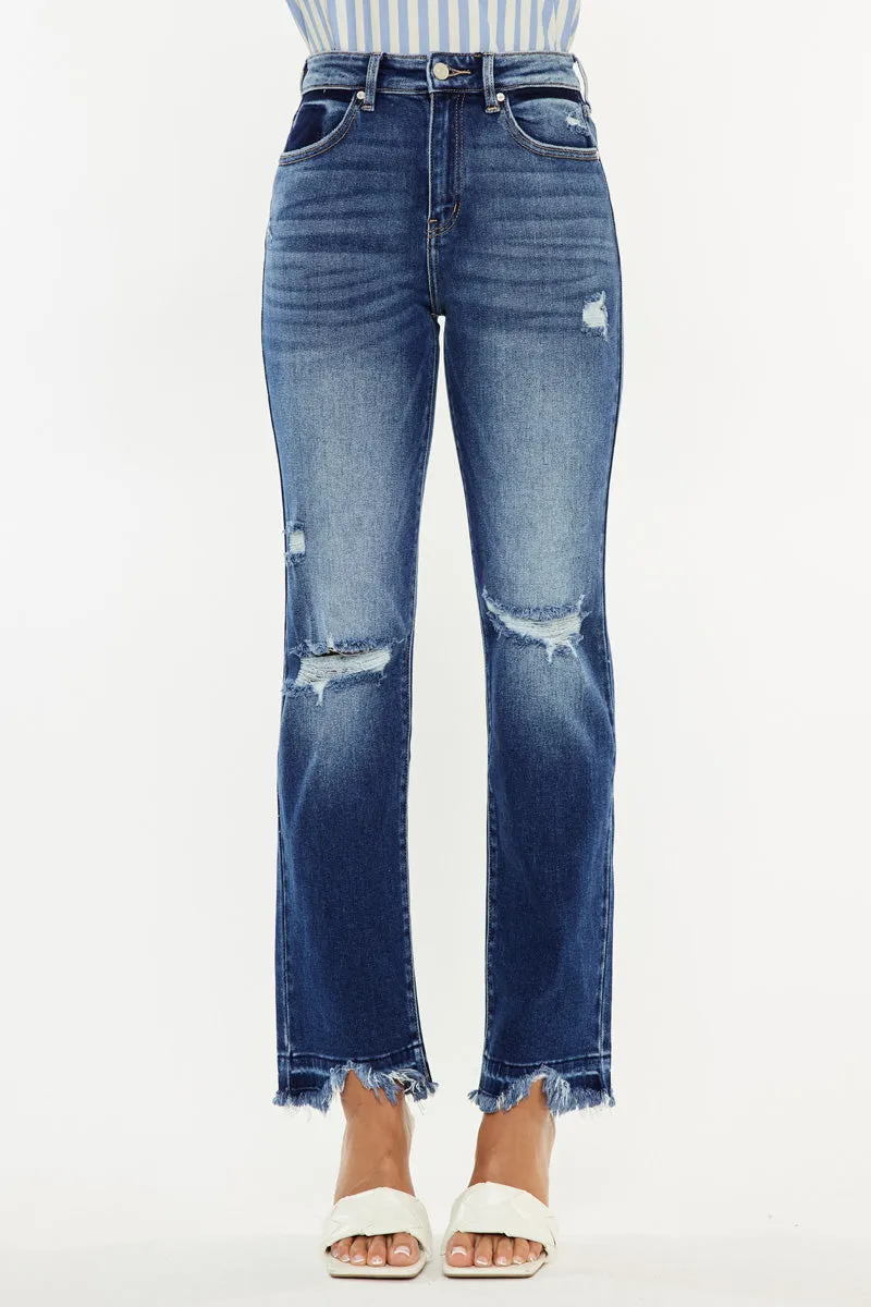 Peach High Rise Slim Straight