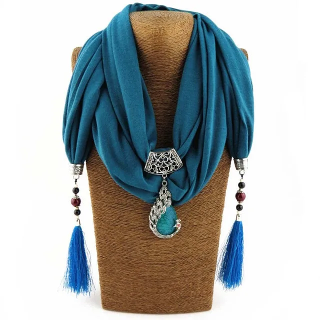 Pendant Necklace & Tassel Scarf