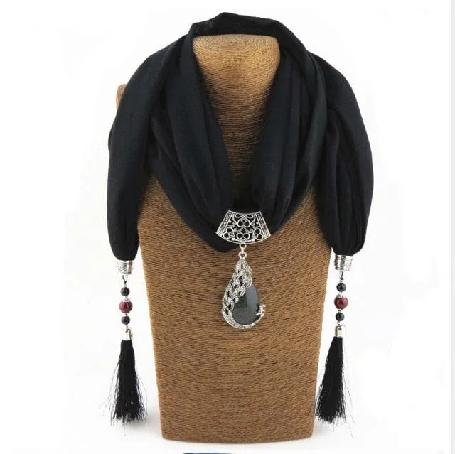 Pendant Necklace & Tassel Scarf