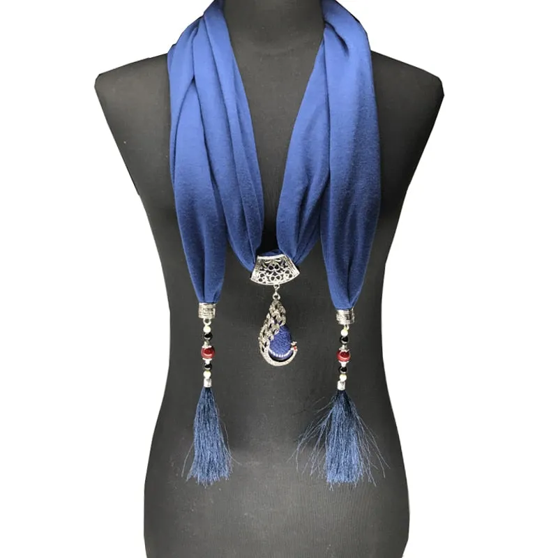 Pendant Necklace & Tassel Scarf