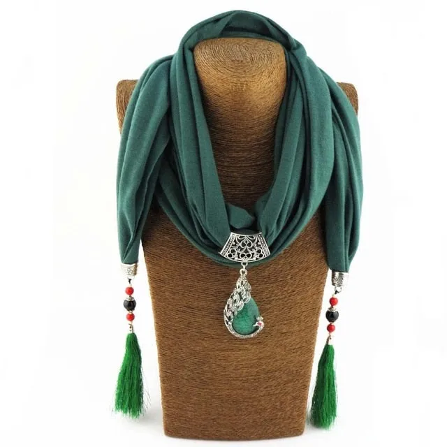 Pendant Necklace & Tassel Scarf