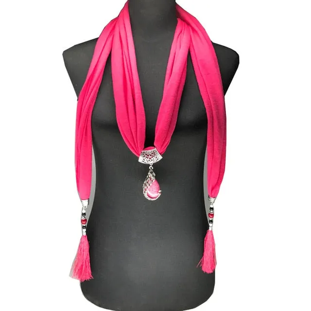 Pendant Necklace & Tassel Scarf