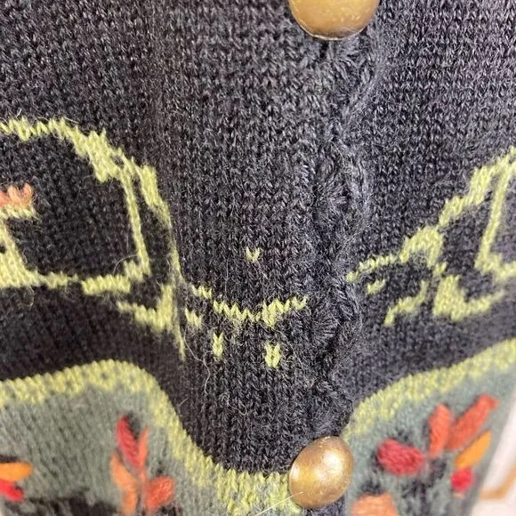 Peruvian Connection Alpaca blend Cardigan w/pretty design &amp; metal buttons luxe