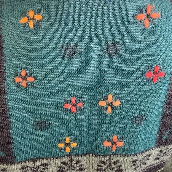 Peruvian Connection Alpaca blend Cardigan w/pretty design &amp; metal buttons luxe