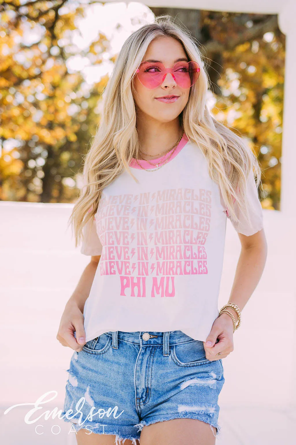Phi Mu PR Believe In Miracles Colorblock Tee