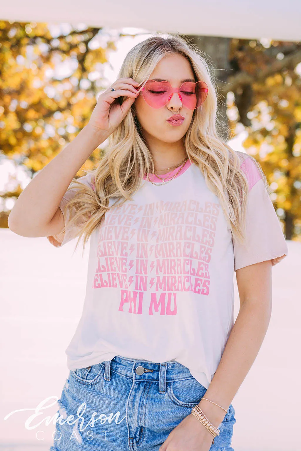 Phi Mu PR Believe In Miracles Colorblock Tee