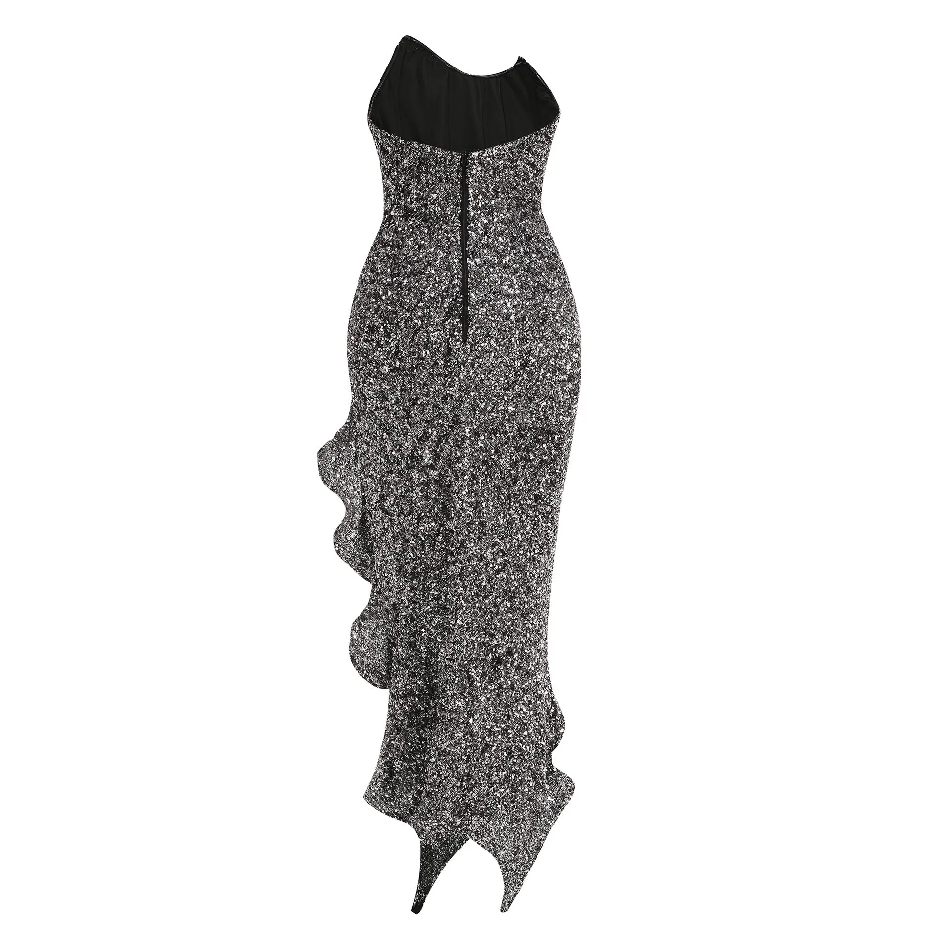 Phoenix Thistle Wave Ruffled Sequined Midi Dress